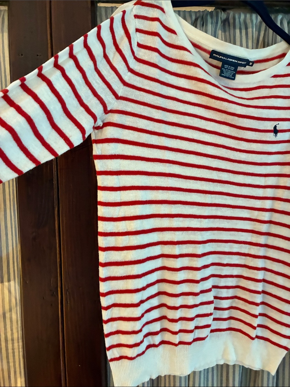 Polo by Ralph Lauren White Sweater with Red Stripes - Picture 5 of 7